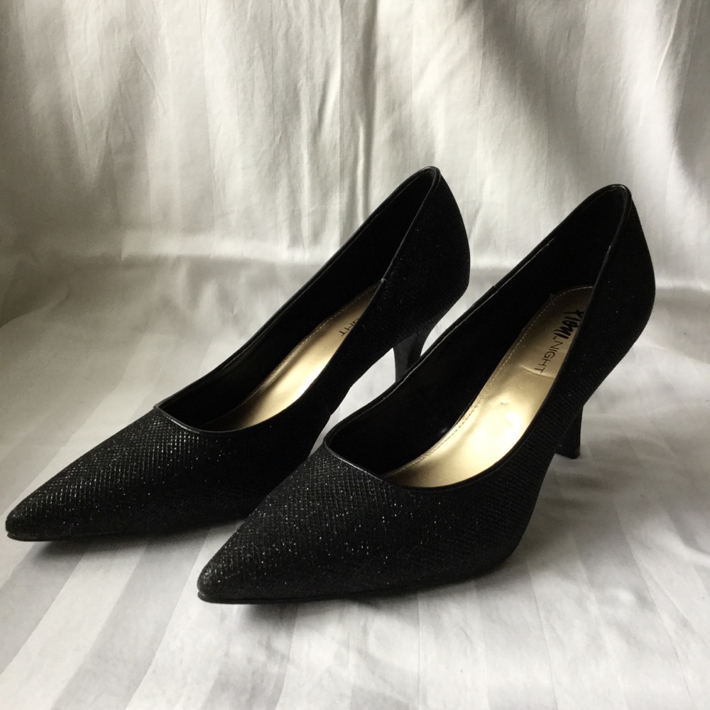 Fioni Night Black Shimmering Heels